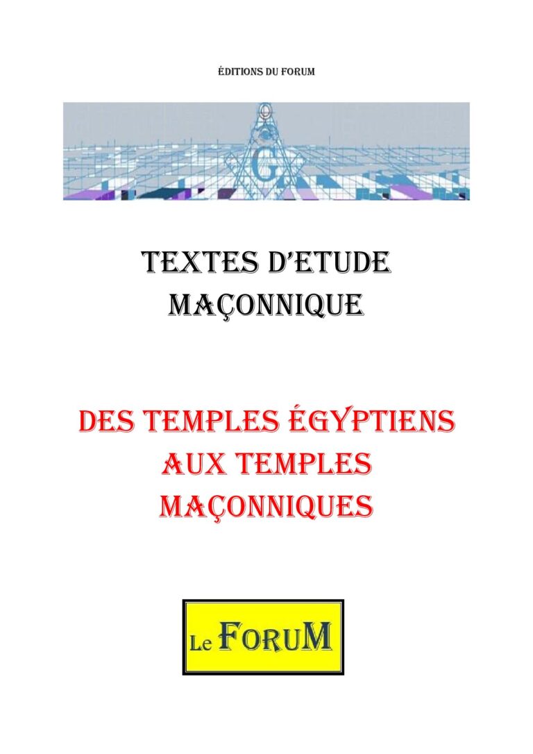 Des Temples Égyptiens aux Temples Maçonniques – Corpus - CM019H - Sources pour Franc-maçon