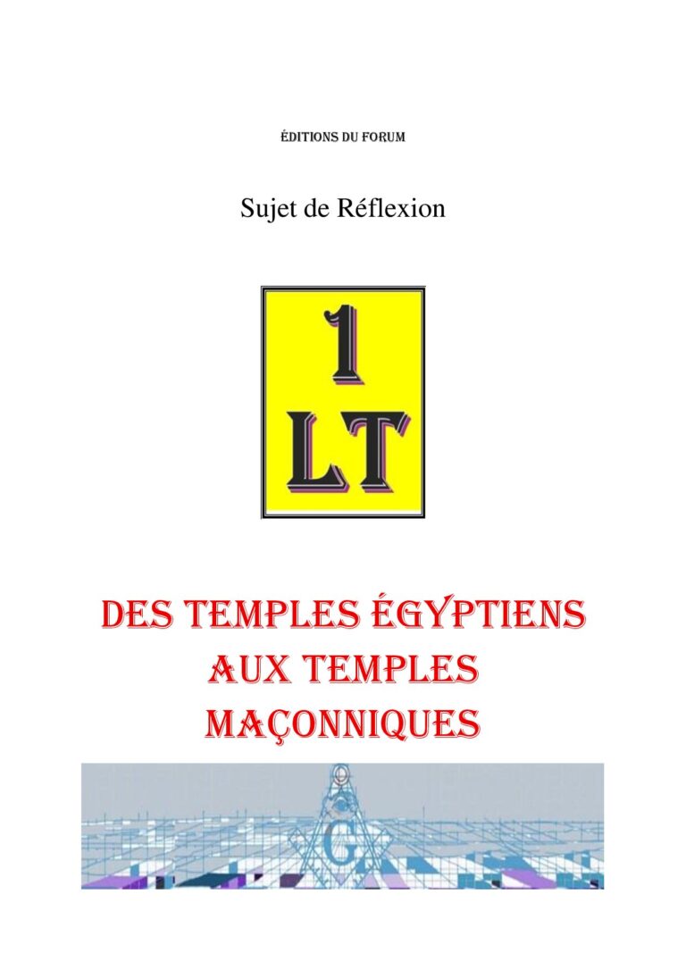 Des Temples Égyptiens aux Temples Maçonniques – Un Le Tout - SR019H - Sources pour Franc-maçon