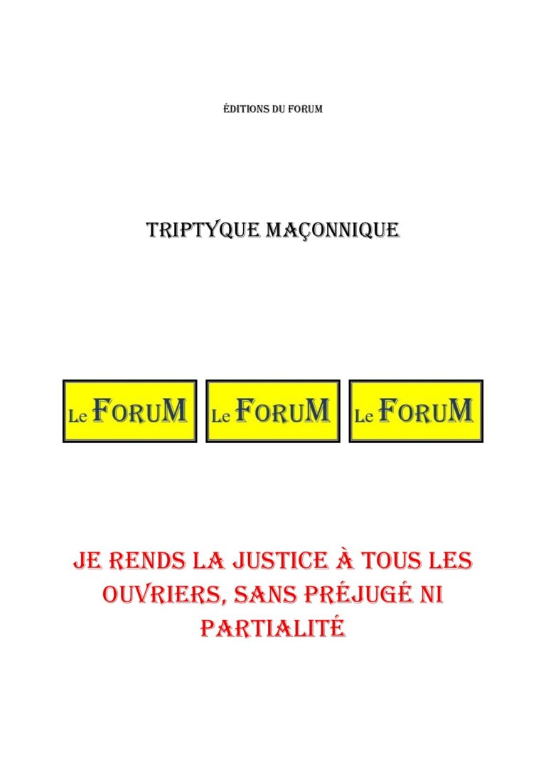 Je rends la Justice à tous les ouvriers, sans préjugé ni partialité – Triptyque - TR0705 - Sources pour Franc-maçon