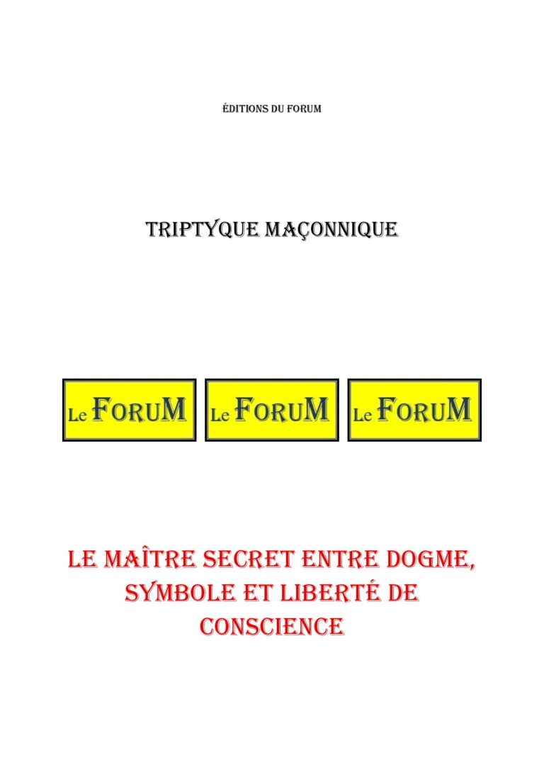 Le Maître Secret entre dogme, symbole et liberté de conscience – Triptyque - TR042S - Sources pour Franc-maçon