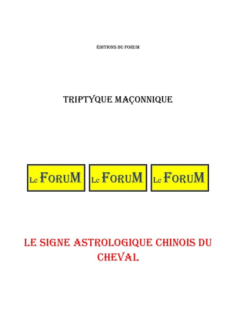 Le signe astrologique chinois du Cheval – Triptyque - TR01ZK - Sources pour Franc-maçon