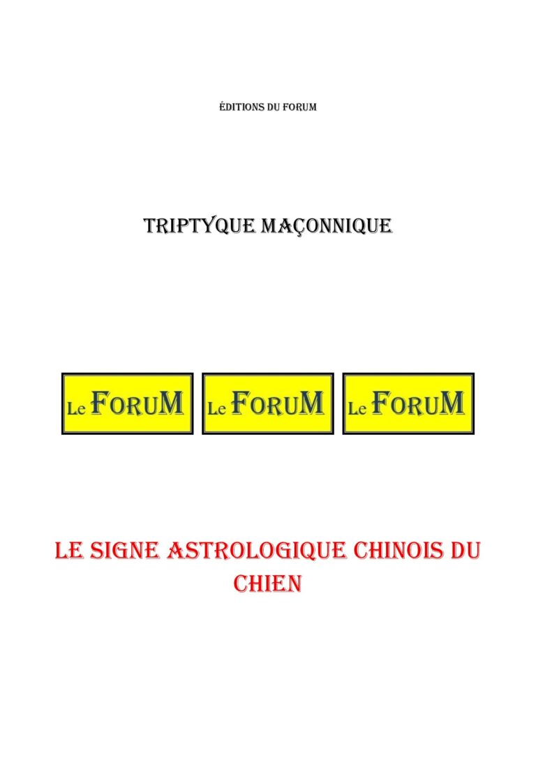 Le signe astrologique chinois du Chien – Triptyque - TR01ZO - Sources pour Franc-maçon