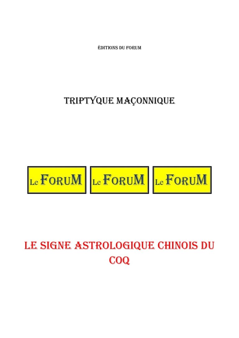 Le signe astrologique chinois du Coq – Triptyque - TR01ZN - Sources pour Franc-maçon
