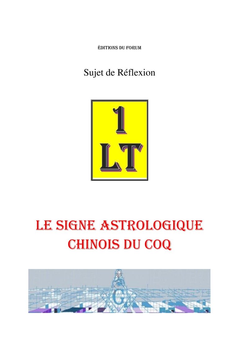 Le signe astrologique chinois du Coq – Un Le Tout - SR01ZN - Sources pour Franc-maçon