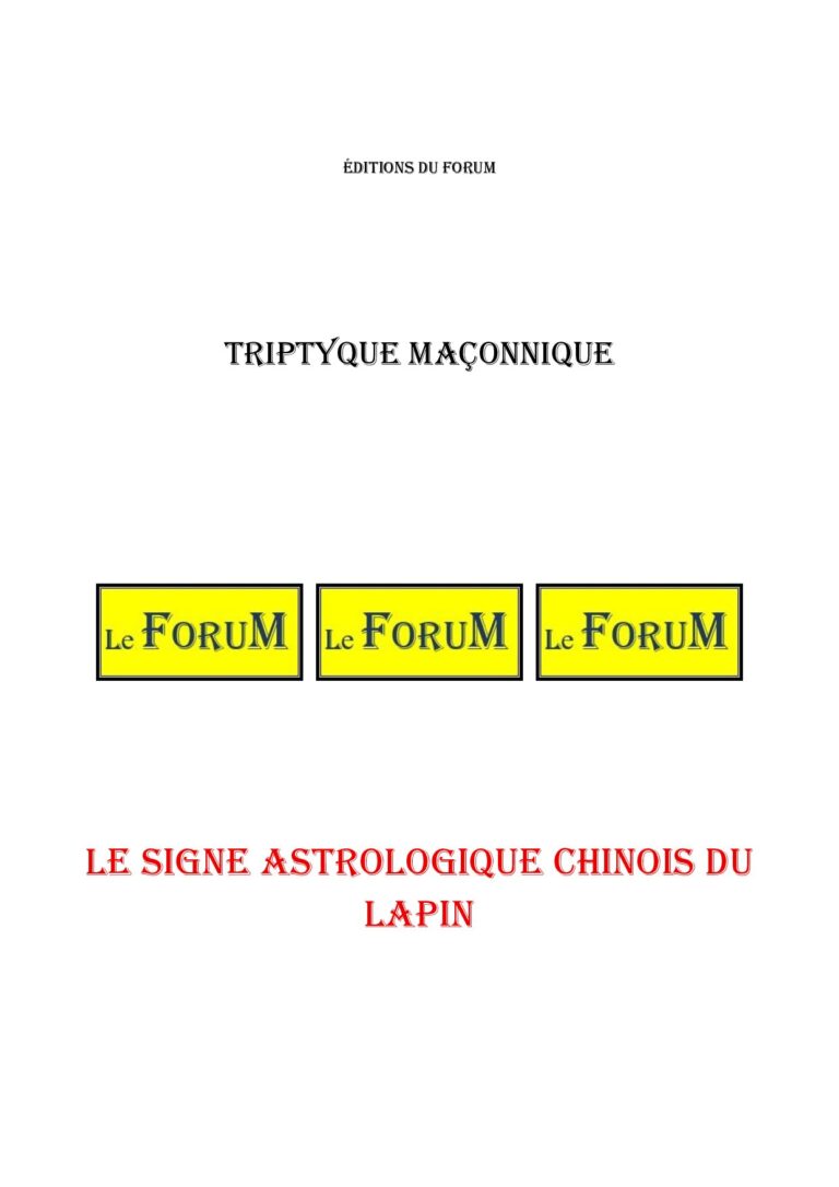 Le signe astrologique chinois du Lapin – Triptyque - TR01ZH - Sources pour Franc-maçon