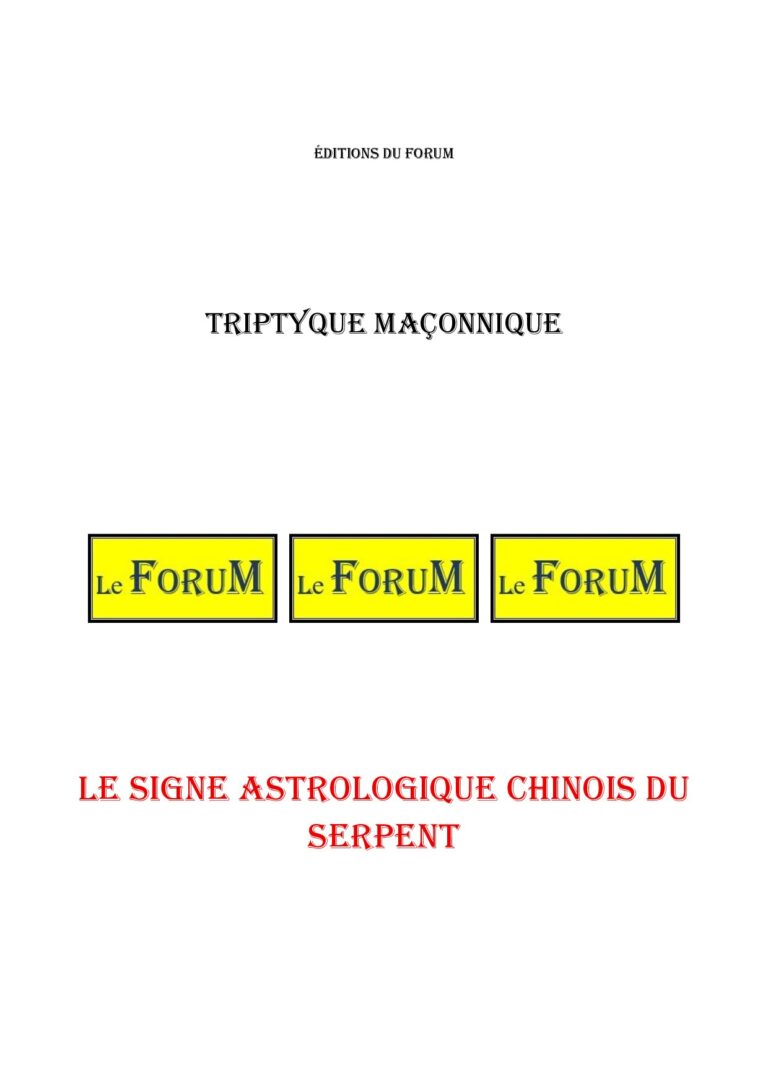 Le signe astrologique chinois du Serpent – Triptyque - TR01ZJ - Sources pour Franc-maçon