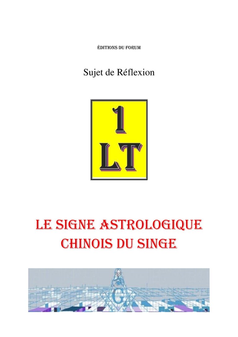 Le signe astrologique chinois du Singe – Un Le Tout - SR01ZM - Sources pour Franc-maçon