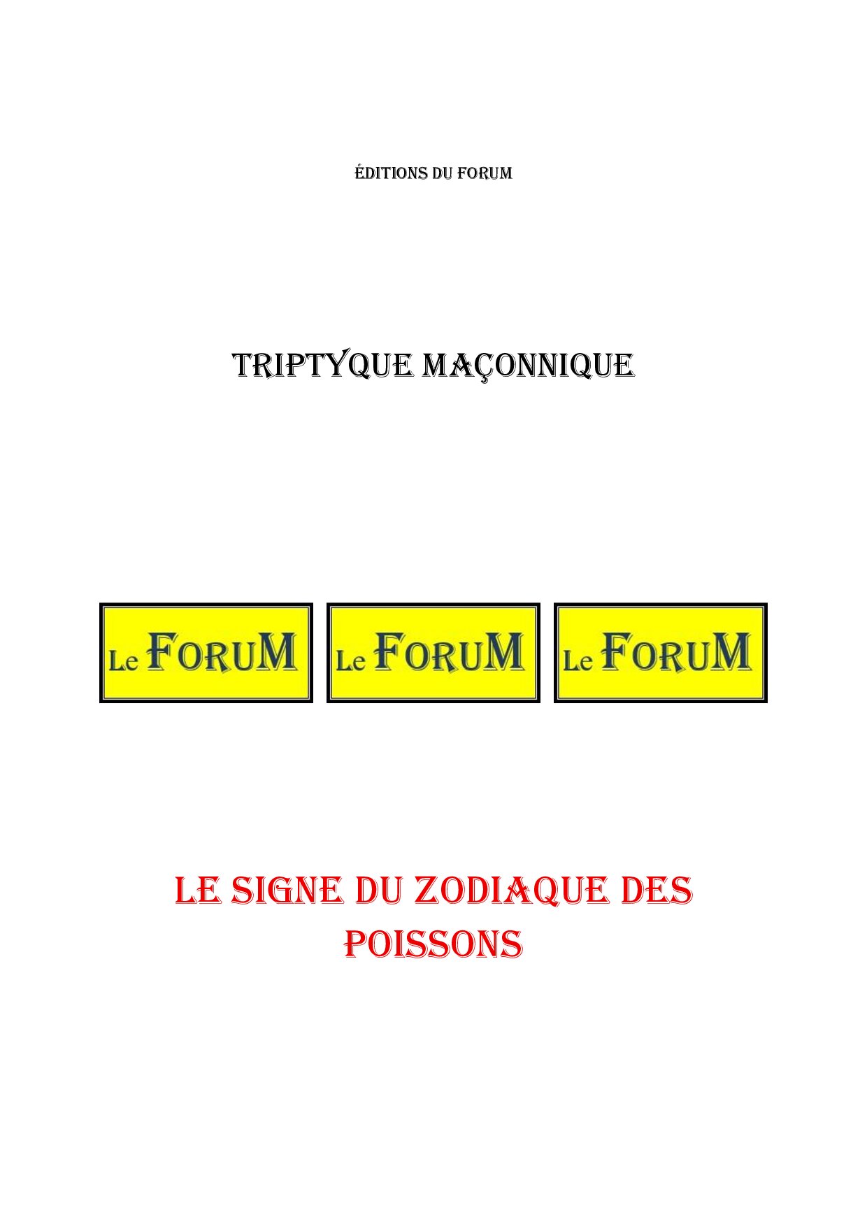 Le signe du zodiaque des Poissons – Triptyque - TR01ZC - Sources pour Franc-maçon