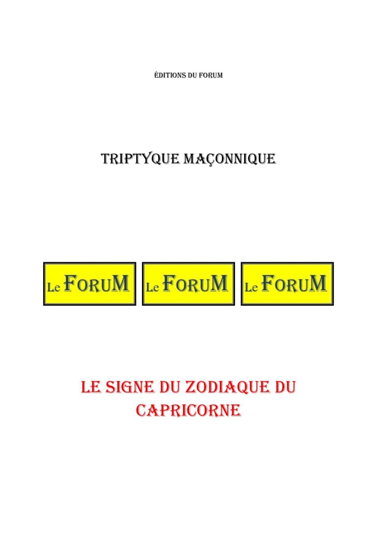 Le signe du zodiaque du Capricorne – Triptyque - TR01ZA - Sources pour Franc-maçon