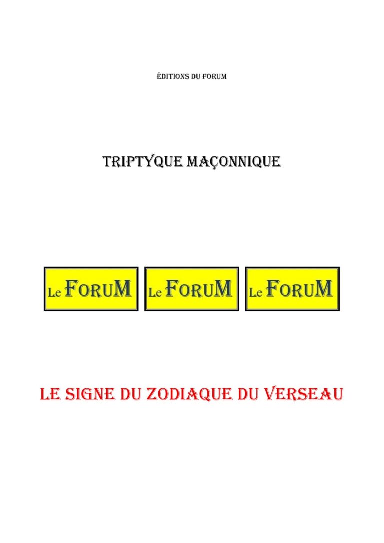 Le signe du zodiaque du Verseau – Triptyque - TR01ZB - Sources pour Franc-maçon
