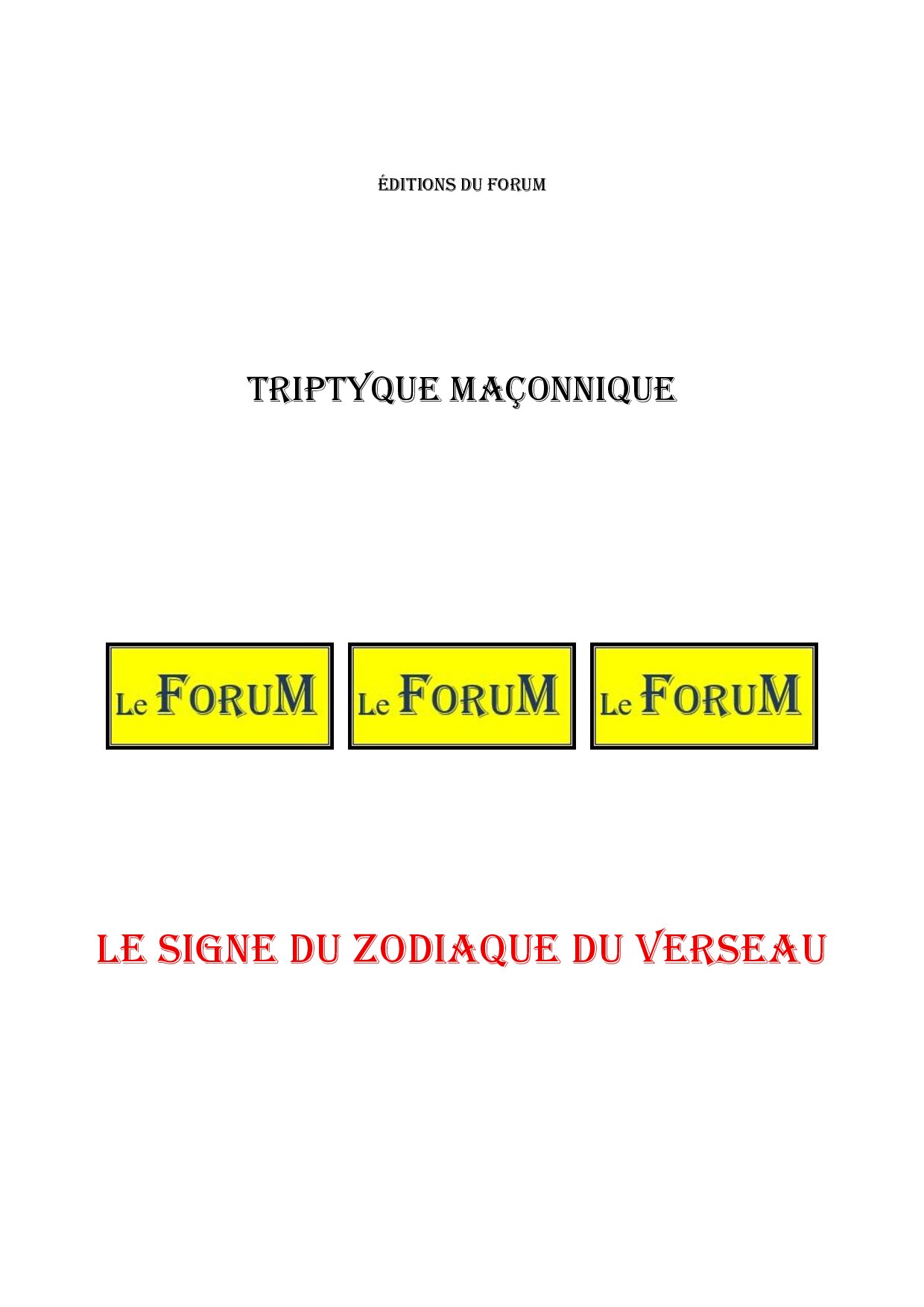 Le signe du zodiaque du Verseau – Triptyque - TR01ZB - Sources pour Franc-maçon