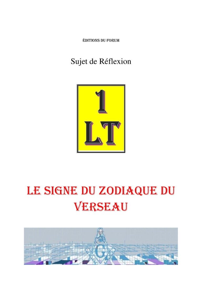 Le signe du zodiaque du Verseau – Un Le Tout - SR01ZB - Sources pour Franc-maçon
