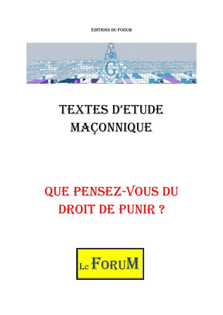 Que pensez-vous du droit de punir ? – Corpus - CM3118 - Sources pour Franc-maçon