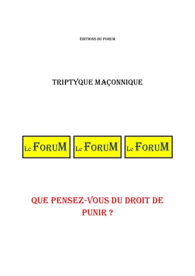 Que pensez-vous du droit de punir ? – Triptyque - TR3118 - Sources pour Franc-maçon