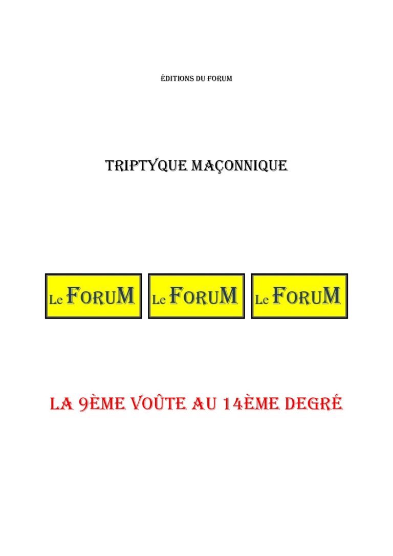 La 9ème voûte au 14ème degré – Triptyque - TR145C - Sources pour Franc-maçon