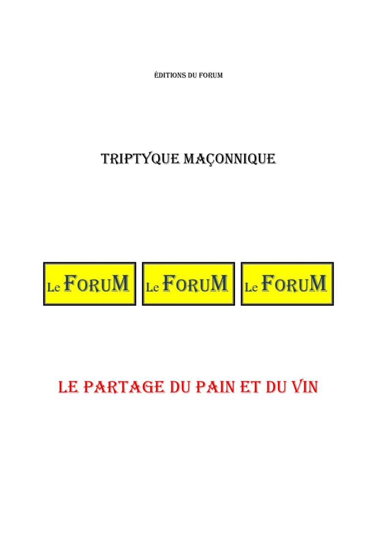 Le partage du Pain et du Vin – Triptyque - TR188I - Sources pour Franc-maçon