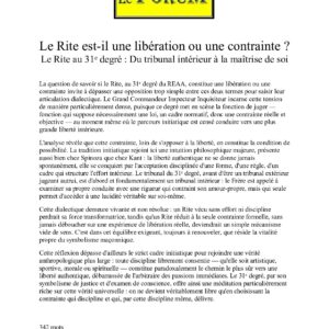 Le Rite est-il une libération ou une contrainte ? - 57240 - Sources pour Franc-maçon