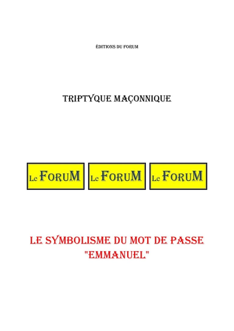 Le symbolisme du mot de passe « Emmanuel » – Triptyque - TR188J - Sources pour Franc-maçon
