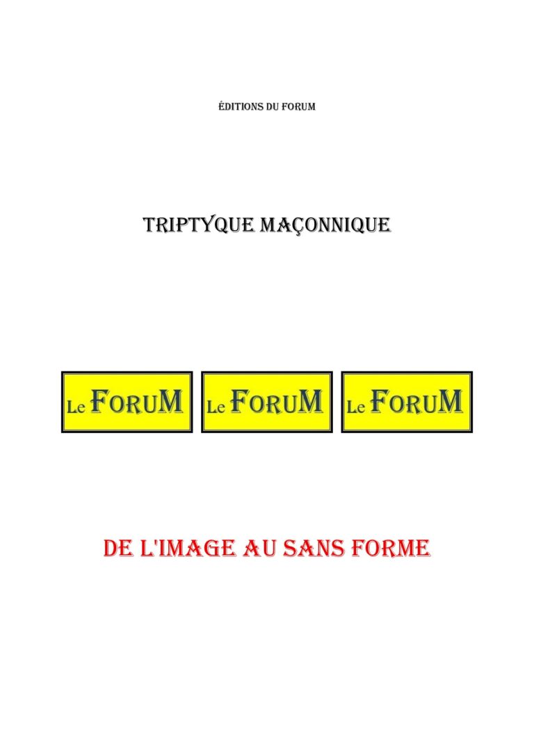 De l'image au Sans forme – Triptyque - TR3063 - Sources pour Franc-maçon