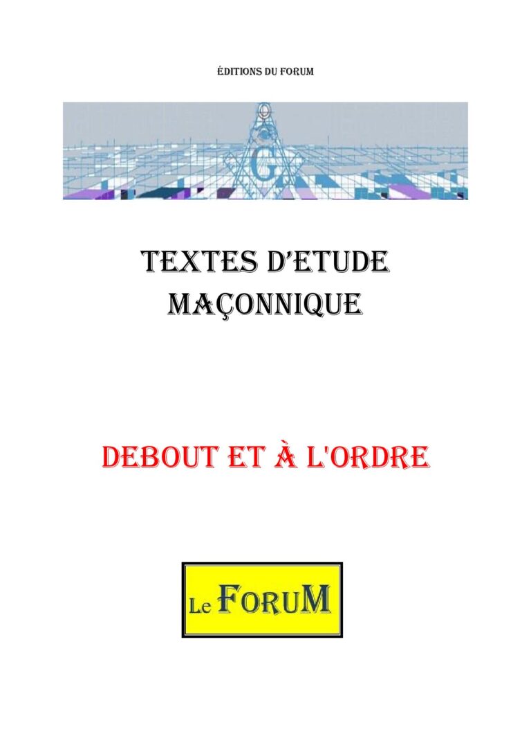 Debout et à l'ordre – Corpus - CM013V - Sources pour Franc-maçon