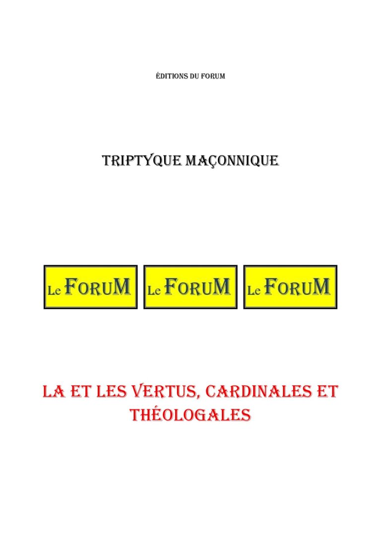 La et les Vertus, cardinales et théologales – Triptyque - TR188M - Sources pour Franc-maçon