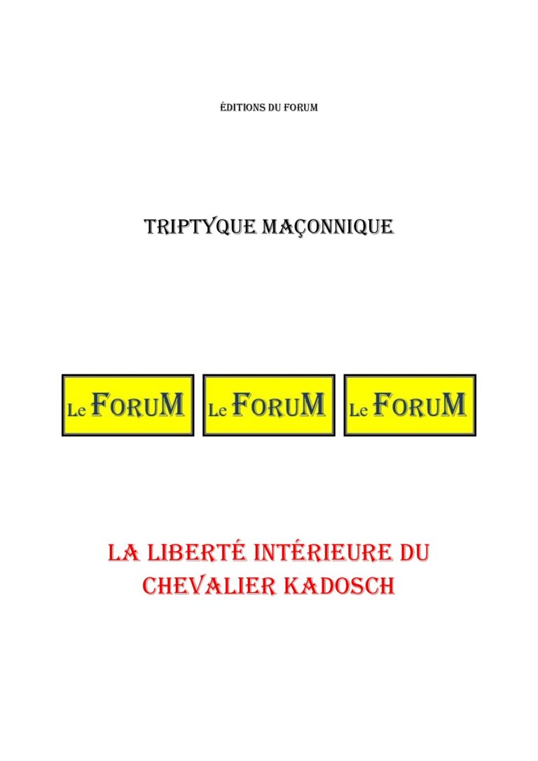 La liberté intérieure du Chevalier Kadosch – Triptyque - TR3062 - Sources pour Franc-maçon
