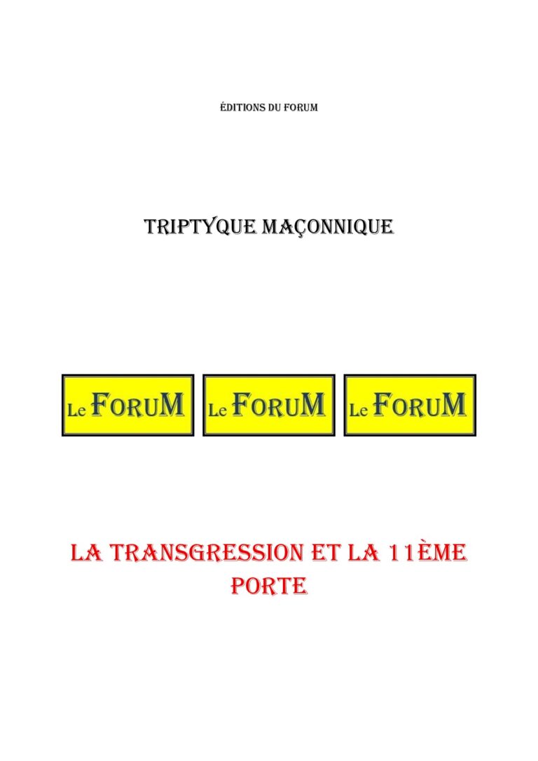 La transgression et la 11ème porte – Triptyque - TR1313 - Sources pour Franc-maçon