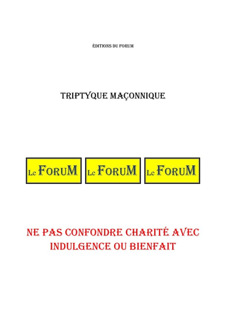 Ne pas confondre charité avec indulgence ou bienfait – Triptyque - TR188O - Sources pour Franc-maçon