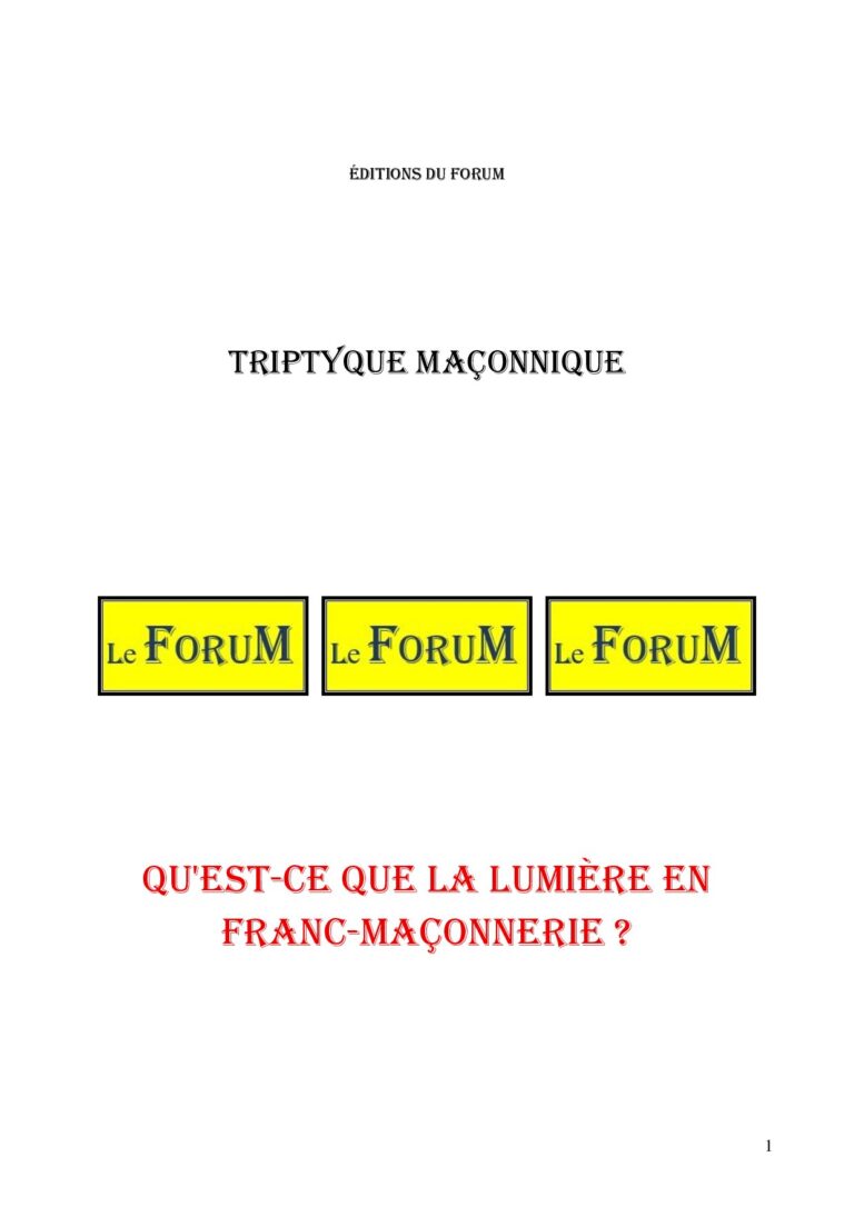 Qu'est-ce que la lumière en Franc-Maçonnerie ? – Triptyque - TR019N - Sources pour Franc-maçon