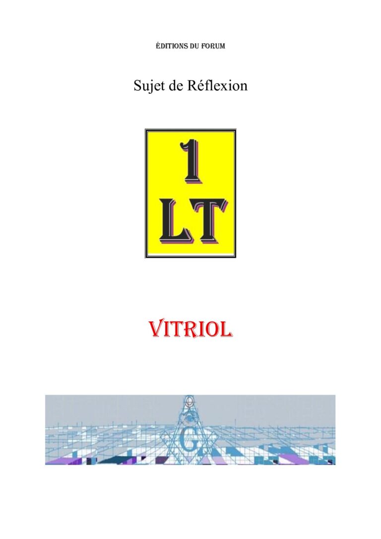 VITRIOL ou bien V-I-T-R-I-O-L – Un Le Tout - SR0109 - Sources pour Franc-maçon