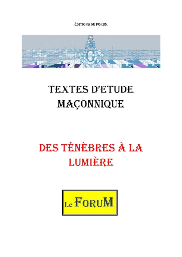 Des ténèbres à la Lumière – Corpus - CM019X - Sources pour Franc-maçon