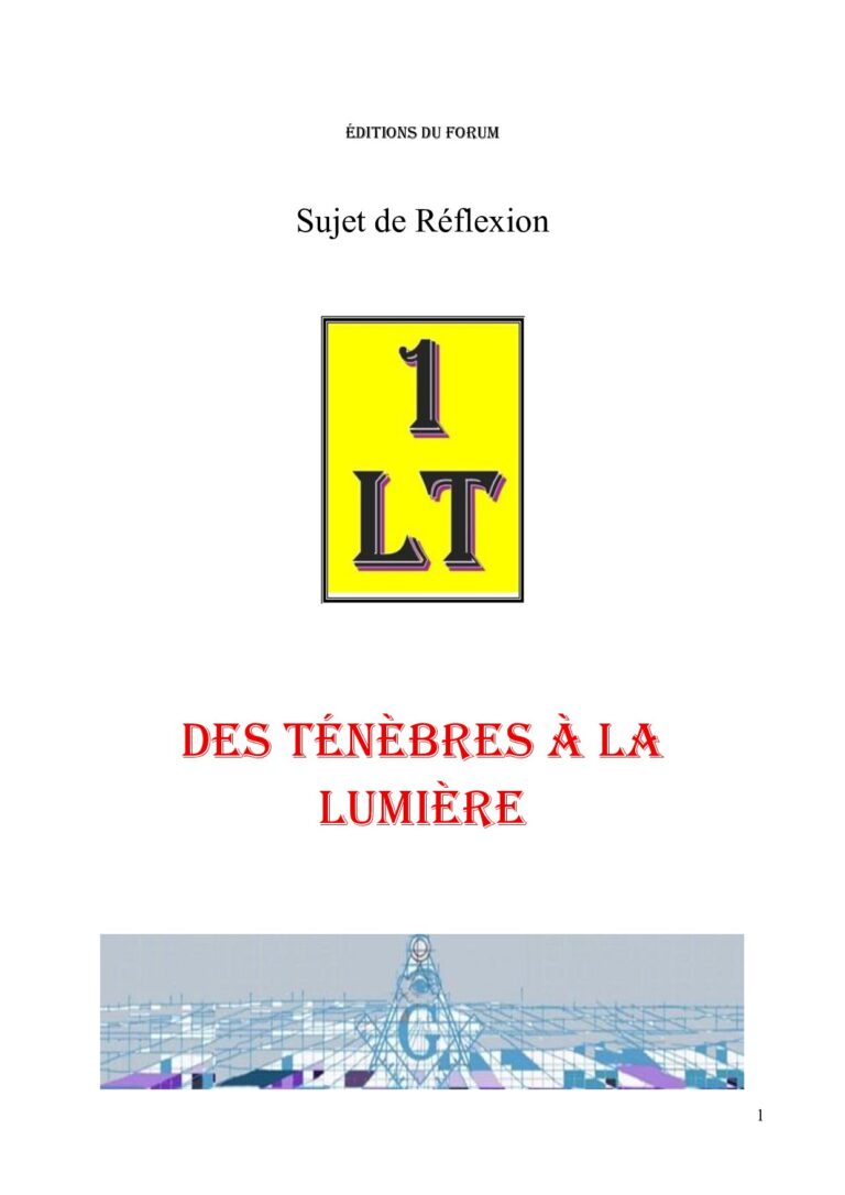 Des ténèbres à la Lumière – Un Le Tout - SR019X - Sources pour Franc-maçon