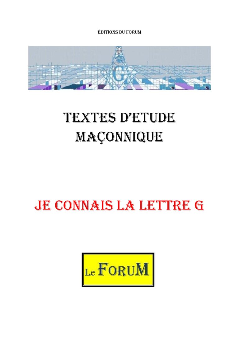 Je connais la lettre G – Corpus - CM027M - Sources pour Franc-maçon