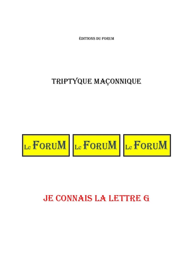 Je connais la lettre G – Triptyque - TR027M - Sources pour Franc-maçon