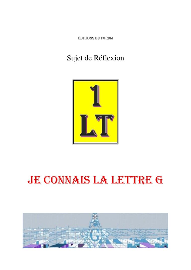 Je connais la lettre G – Un Le Tout - SR027M - Sources pour Franc-maçon