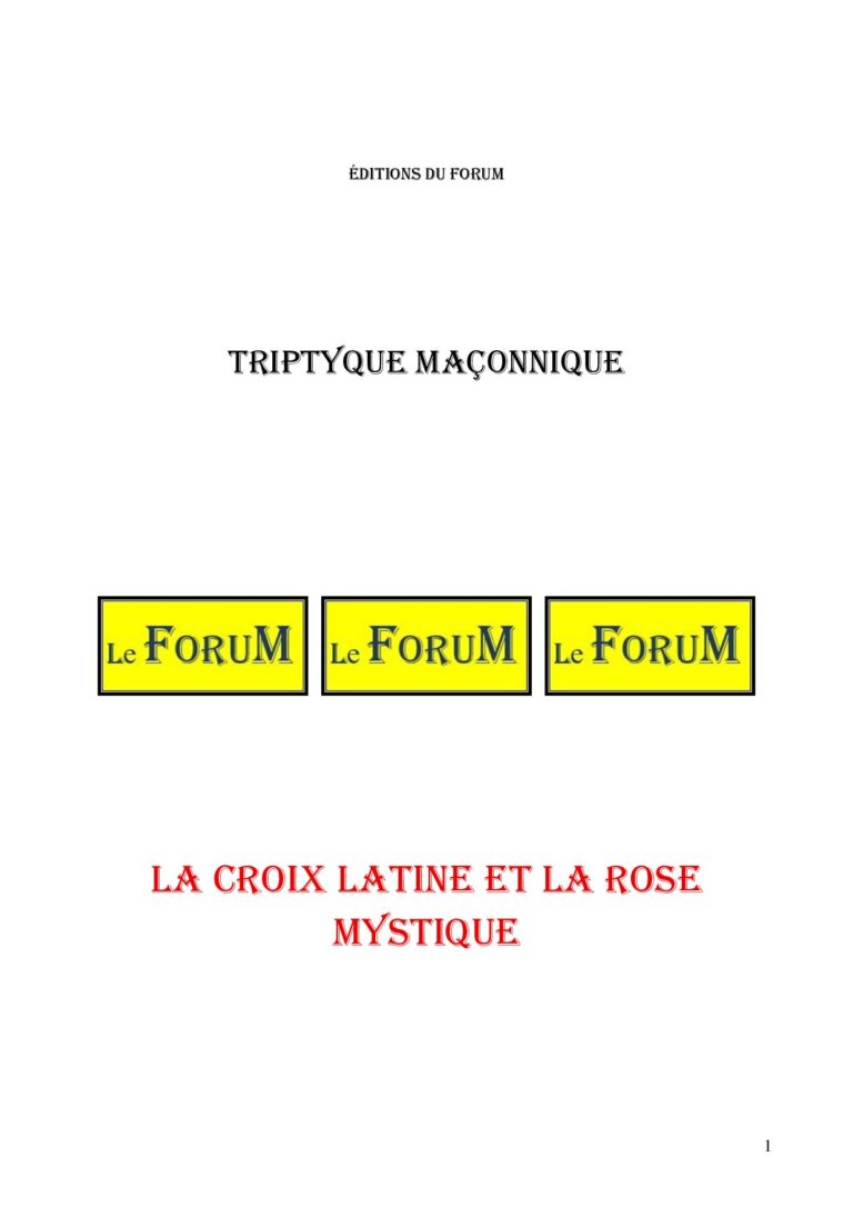 La croix latine et la rose mystique – Triptyque - TR188R - Sources pour Franc-maçon