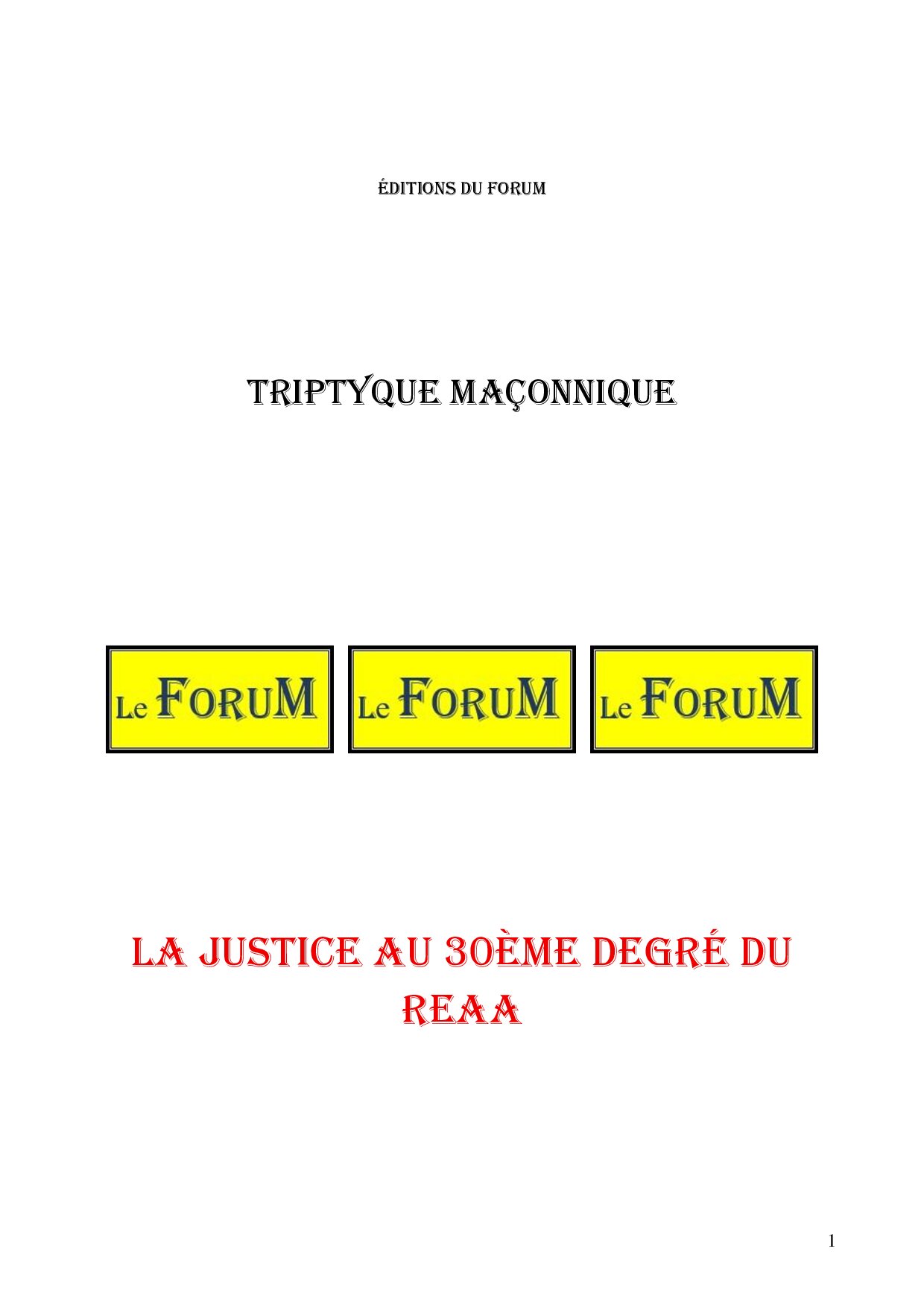 La justice au 30ème degré du REAA – Triptyque - TR3067 - Sources pour Franc-maçon