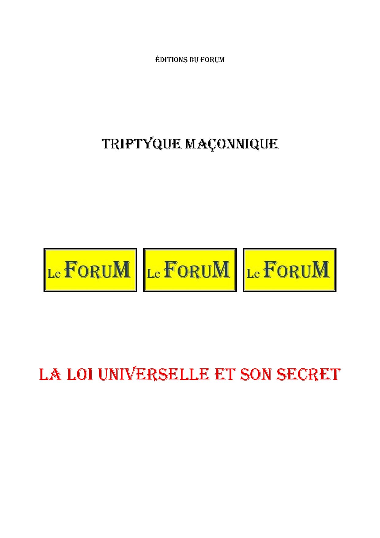 La Loi Universelle et son secret – Triptyque - TR042Y - Sources pour Franc-maçon