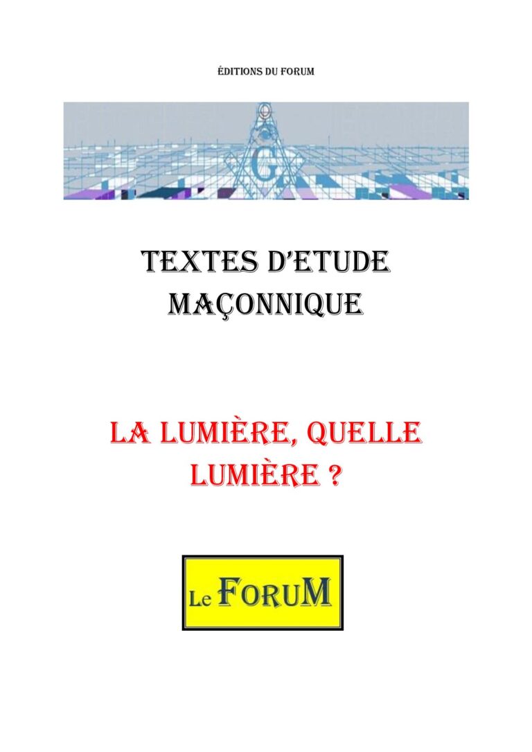 La Lumière, quelle lumière ? – Corpus - CM019Z - Sources pour Franc-maçon