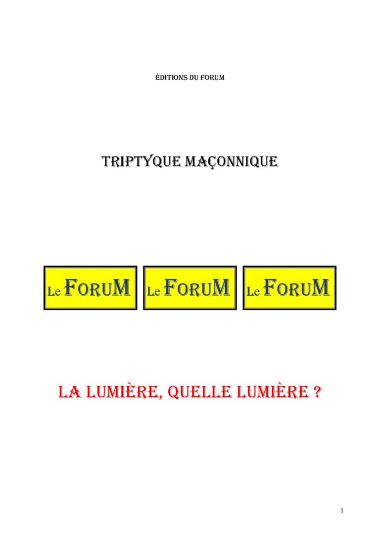 La Lumière, quelle lumière ? – Triptyque - TR019Z - Sources pour Franc-maçon