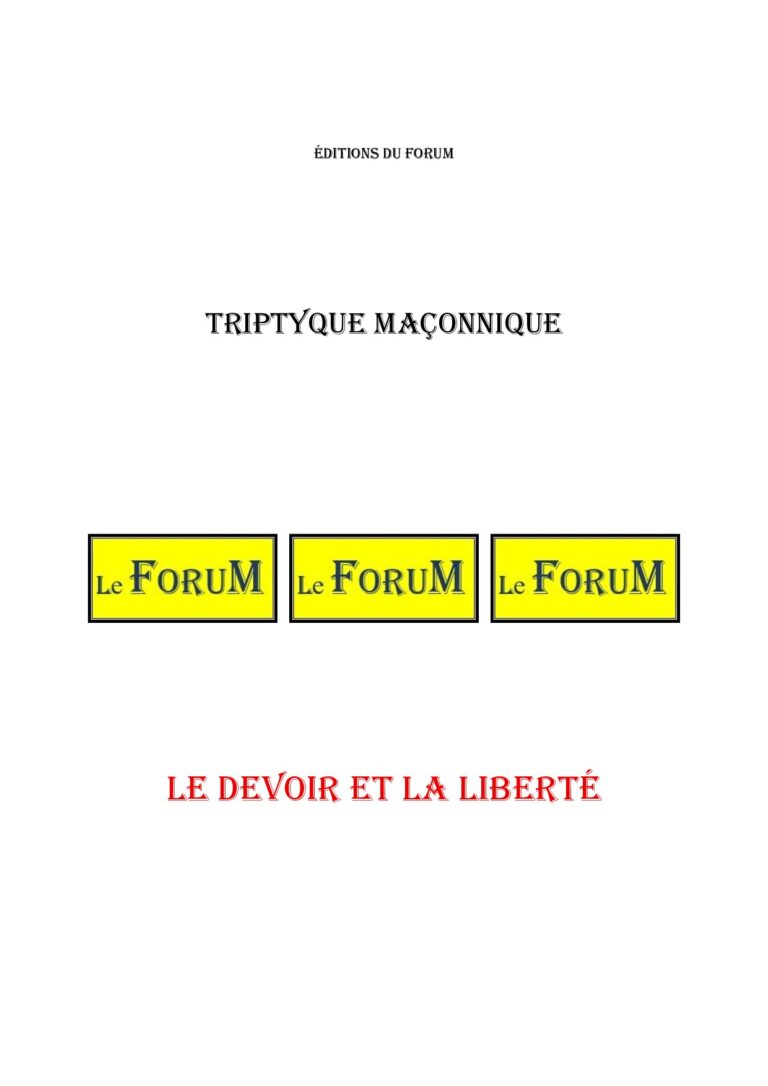 Le Devoir et la Liberté – Triptyque - TR042X - Sources pour Franc-maçon