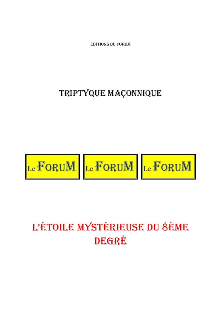 L'étoile mystérieuse du 8ème degré – Triptyque - TR0806 - Sources pour Franc-maçon