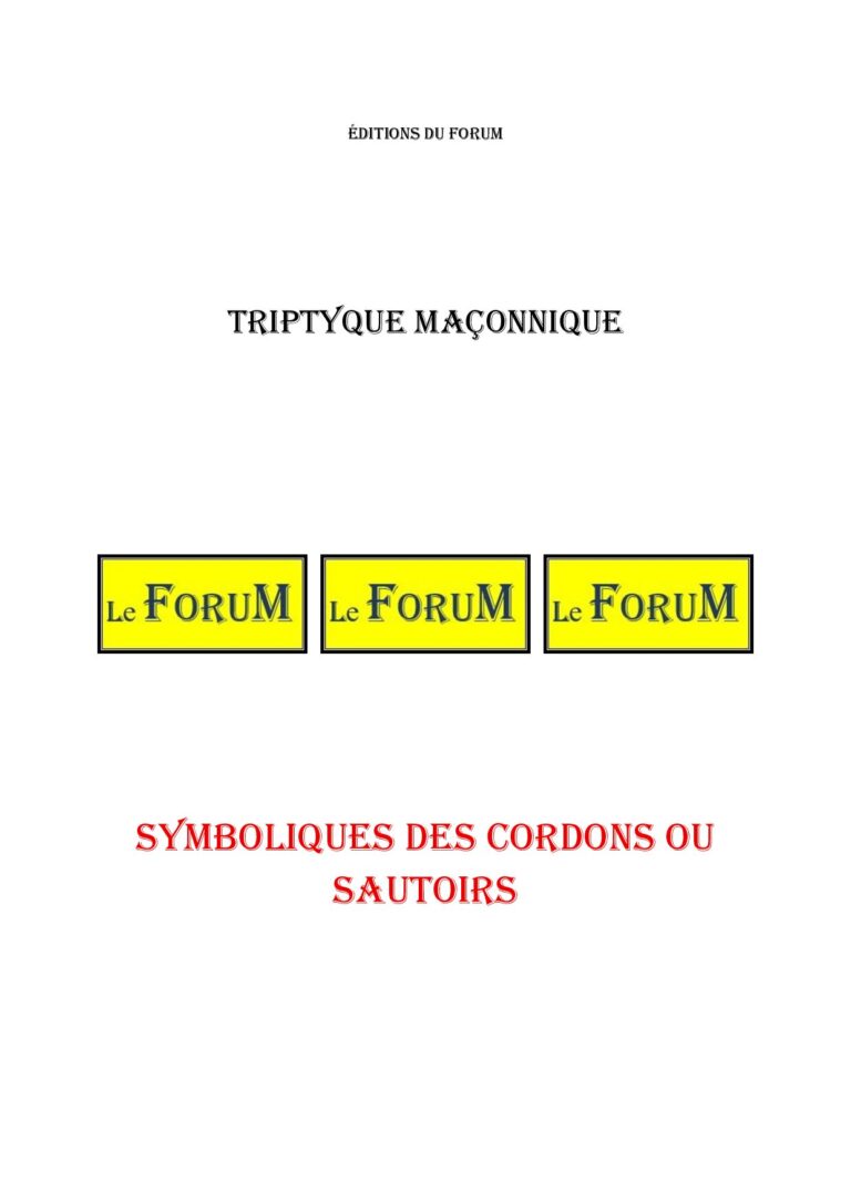 Symboliques des Cordons ou Sautoirs – Triptyque - TR019V - Sources pour Franc-maçon