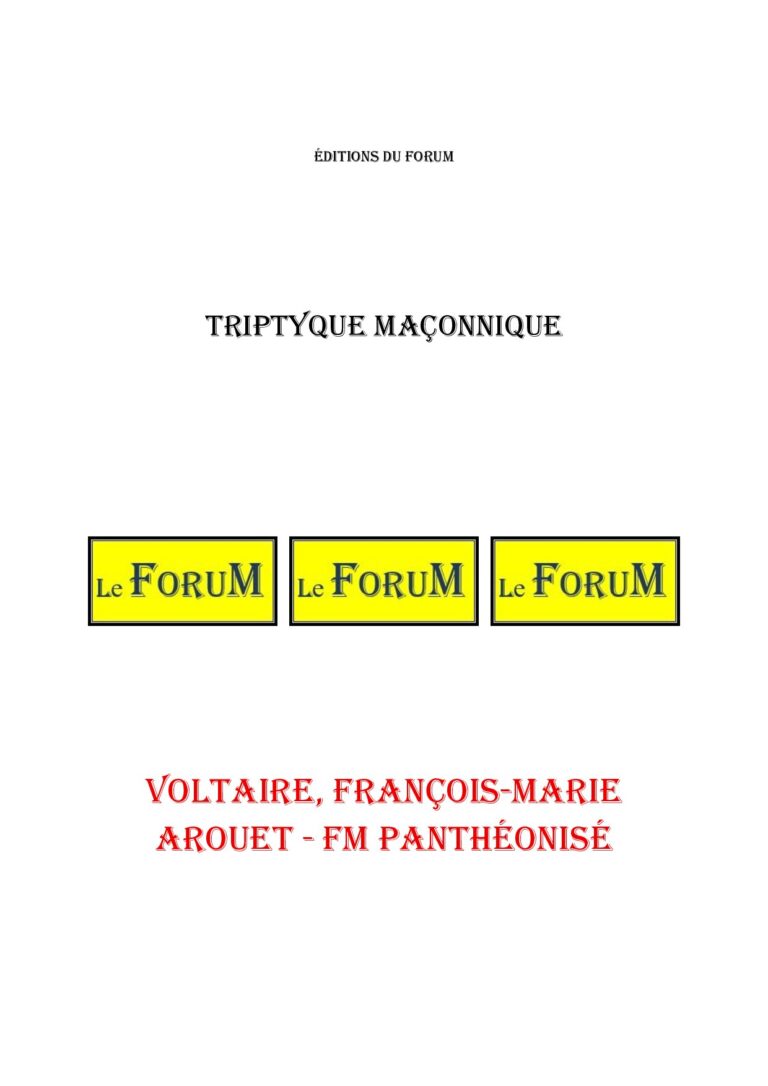 Voltaire, François-Marie Arouet – FM Panthéonisé – Triptyque - TR03G9 - Sources pour Franc-maçon