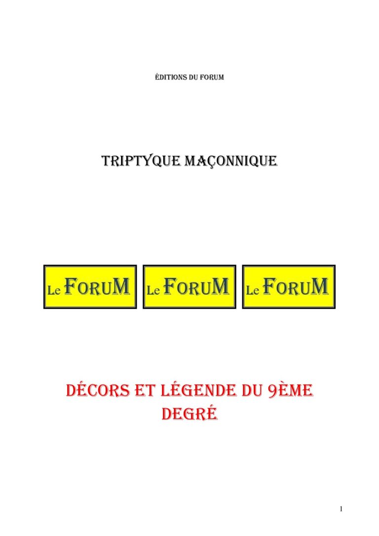 Décors et légende du 9ème degré – Triptyque - TR0924 - Sources pour Franc-maçon