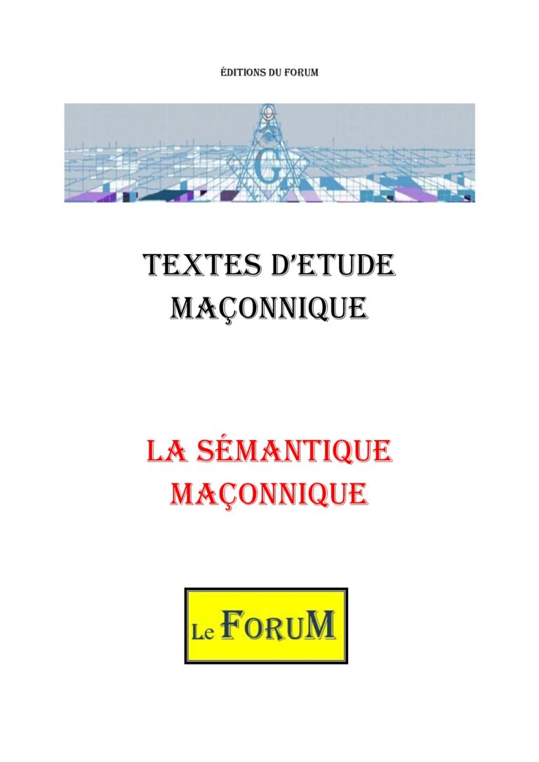 La sémantique maçonnique – Corpus - CM039Y - Sources pour Franc-maçon