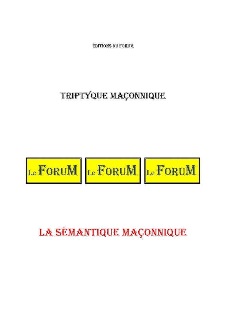 La sémantique maçonnique – Triptyque - TR039Y - Sources pour Franc-maçon