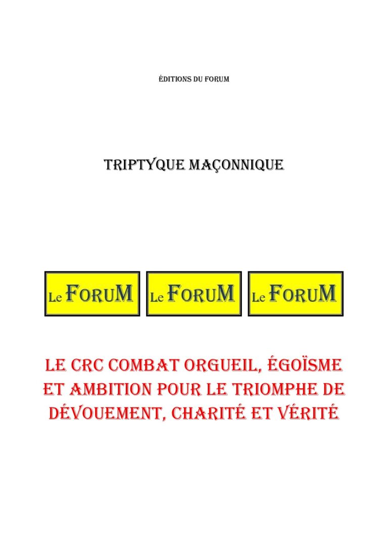 Le CRC combat orgueil, égoïsme et ambition pour le triomphe de dévouement, charité et vérité – Triptyque - TR188T - Sources pour Franc-maçon