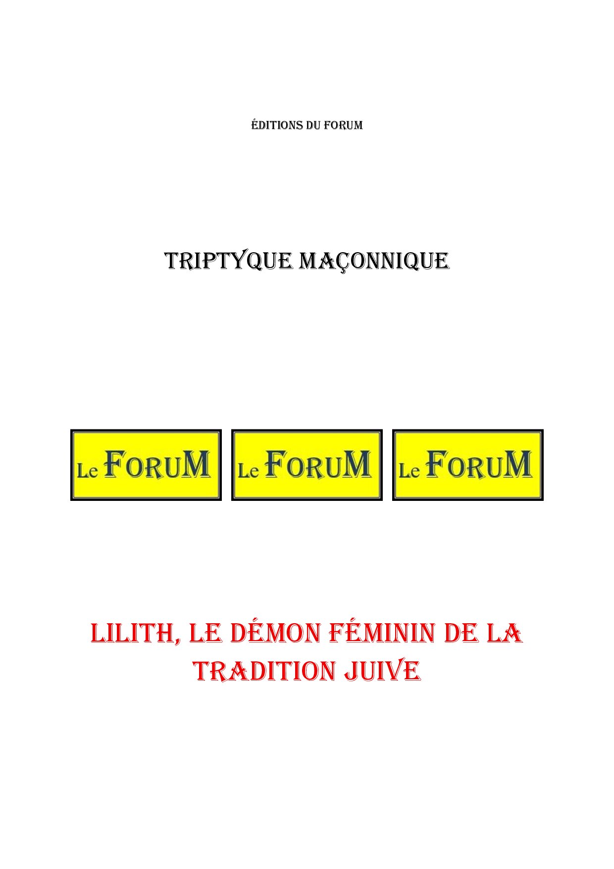 Lilith, le démon féminin de la tradition juive – Triptyque - TR03GT - Sources pour Franc-maçon