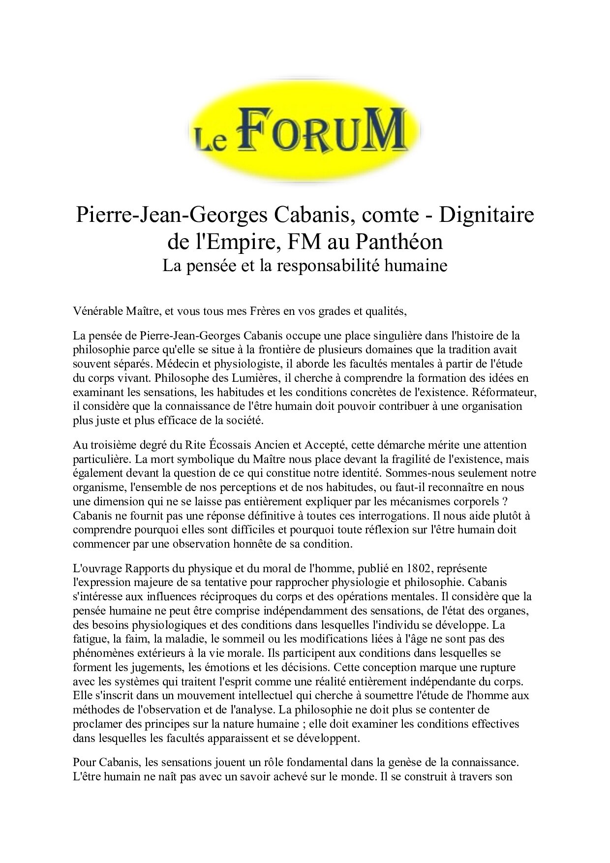Pierre-Jean-Georges Cabanis, comte – Dignitaire de l’Empire, FM au Panthéon – Planche 6